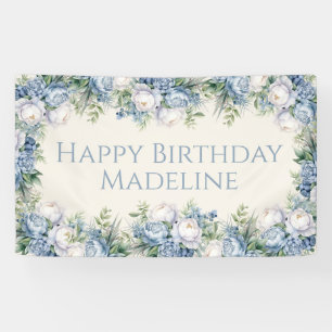 Staubblaue weiße Rosen Alles Gute zum Geburtstag Banner