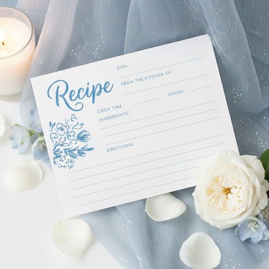 Staubblaue Whimsical-Brautbad-Rezeptkarte
