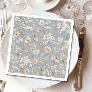 Staubblaue Wildblumen-Baby-Party Serviette