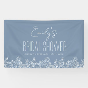 Staubblaue Wildblumen Boho Brautparty Banner