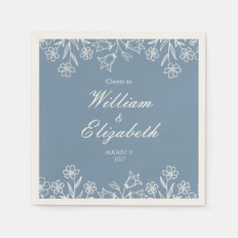 Staubblaue Wildblumen-Hochzeit Serviette