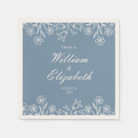 Staubblaue Wildblumen-Hochzeit Serviette (Vorderseite)