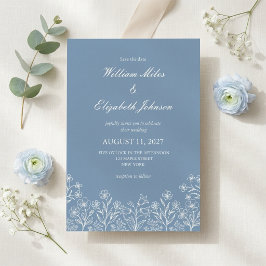 Staubblaue Wildblumen-Hochzeitseinladung Einladung