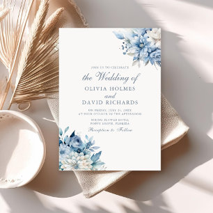 Staubblaue Wildblumen-Hochzeitseinladung Einladung