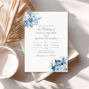 Staubblaue Wildblumen-Hochzeitseinladungskarte Einladung