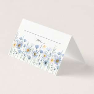 Staubblaue Wildblumen-Hochzeitsplatzkarte