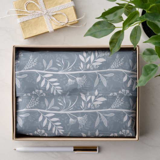 Staubblaue Wildblumen-Silhouette-Garten Seidenpapier (Geschenk)
