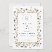 Staubblaue Wildblumen-Wiesen-Hochzeit Save The Date (Vorderseite)