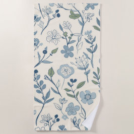 Staubblaue Wildblumenwiese Botanisches Muster Strandtuch