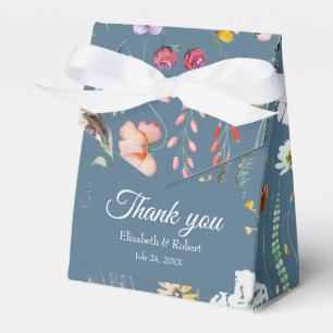 Staubblaue Wildblumenwiese Hochzeit Danke Geschenkschachtel