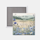 Staubblaue Wildblumenwiese Save The Date Magnet (Vorderseite/Rückseite)