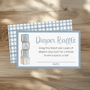 Staubblaue Windel-Raffelkarte Babyshower-Einlage Begleitkarte