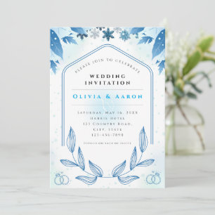 Staubblaue Winter-Wunderland-Hochzeitseinladung Einladung