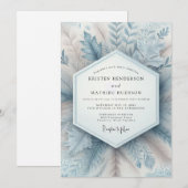 Staubblaue Winterblütenhochzeit Einladung (Vorne/Hinten)