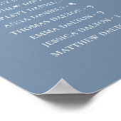 Staubblauer alphabetischer Hochzeits-Sitzplan Poster (Ecke)