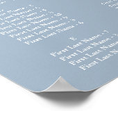 Staubblauer alphabetischer Hochzeitssitzplan Poster (Ecke)