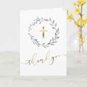 staubblauer Aquarellkranz, religiös Danke Karte (Gelbe Blume)