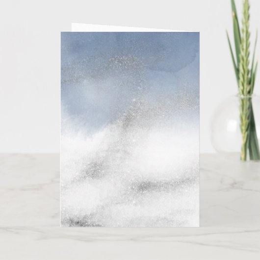 staubblauer Aquarellkranz, religiös Danke Karte (Rückseite)