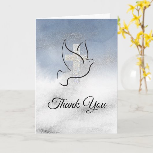 staubblauer Aquarellkranz, religiös Danke Karte (Gelbe Blume)