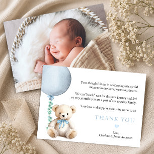 Staubblauer Bär Kaum Erwarten Baby Shower Dankesch Dankeskarte