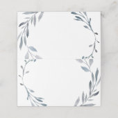 staubblauer Blattkranz Platzkarte (Außenseite Aufgefaltet)