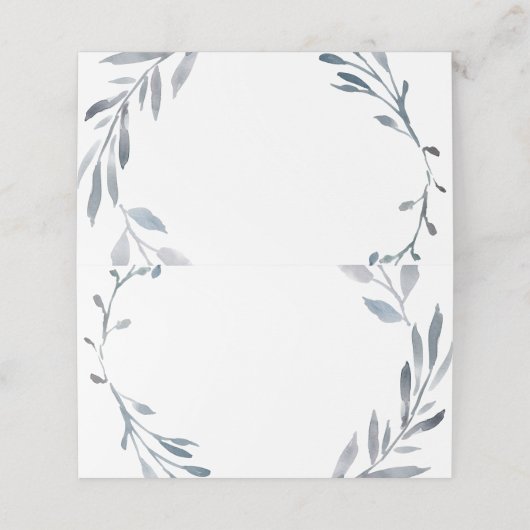 staubblauer Blattkranz Platzkarte (Außenseite Aufgefaltet)