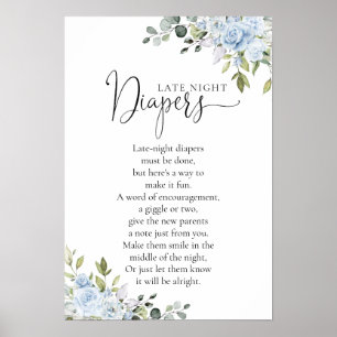 Staubblauer Blumen-Eukalyptus-Baby-Party-Plakat Poster