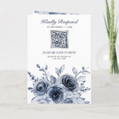 Staubblauer Blumen-Fotocollage-QR-Code-Hochzeit Einladung (Rückseite)
