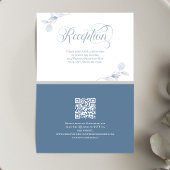 Staubblauer Blumenhochzeitsempfang QR-Code Begleitkarte