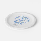 Staubblauer Bogen: Sie heiratet - Junggesellinnena Pappteller (Schrägansicht)