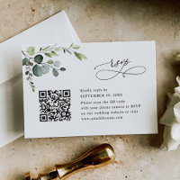 Staubblauer Eukalyptus-Grün-Hochzeits-QR-Code