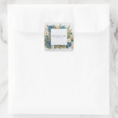Staubblauer getrockneter Blumen-Rustikaler botanis Quadratischer Aufkleber (Tasche)