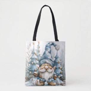 Staubblauer Gnom und Weihnachtsbäume Tasche