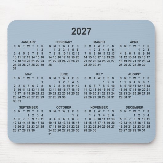 Staubblauer Kalender 2027 Mousepad (Vorne)