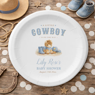 Staubblauer kleiner Cowboy-Baby-boy-Shower Pappteller