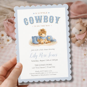 Staubblauer kleiner Cowboy-Junge Baby Shower Einladung
