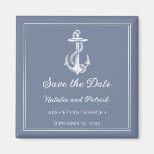 Staubblauer maritimer Anker Save-the-Date Magnet