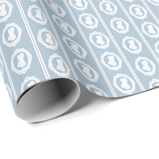 Staubblauer Osterhase Cameo Geschenkpapier (Rolleneckpunkt)