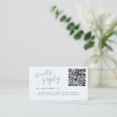 Staubblauer QR-Code Hochzeitswebsite Online-RSVP Begleitkarte (Stehend Vorderseite)