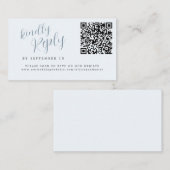 Staubblauer QR-Code Hochzeitswebsite Online-RSVP Begleitkarte (Vorne/Hinten)