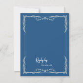 Staubblauer QR-Code Schwarz-Weiß-Hochzeit RSVP Karte (Vorderseite)