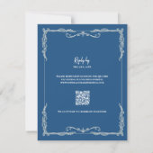 Staubblauer QR-Code Schwarz-Weiß-Hochzeit RSVP Karte (Rückseite)