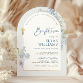 Staubblauer Rittersporn-Blumen-Bogen-Junge-Taufe Einladung