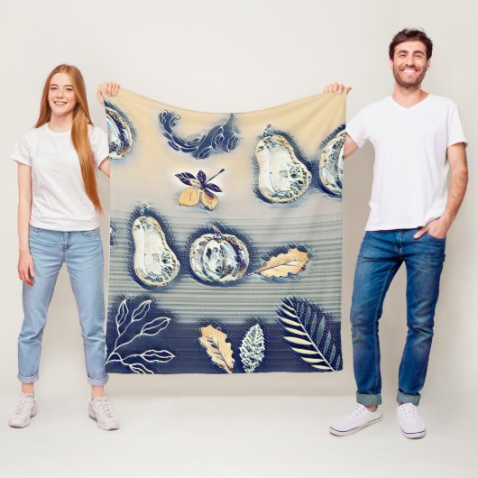 staubblauer Rustikaler Pumpkin und Herbstleaf Fleecedecke (Beispiel)