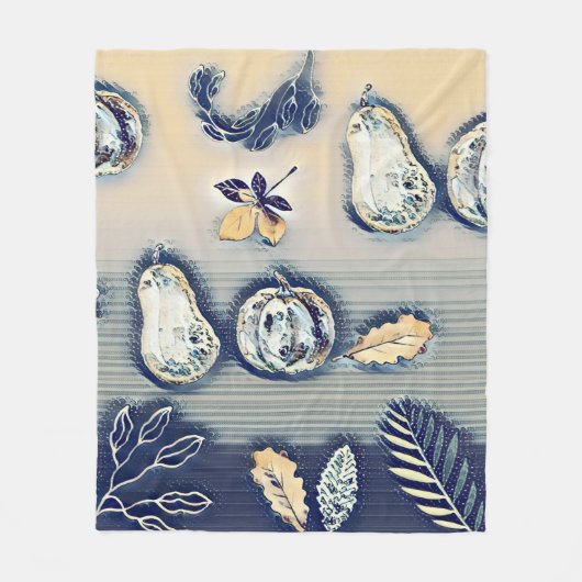 staubblauer Rustikaler Pumpkin und Herbstleaf Fleecedecke (Vorderseite)