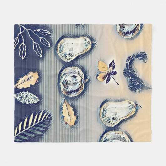 staubblauer Rustikaler Pumpkin und Herbstleaf Fleecedecke (Vorderseite (Horizontal))