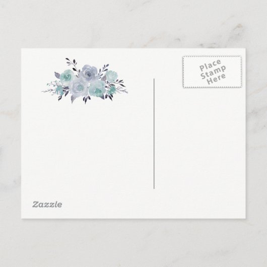 staubblauer Save the Date Ankündigungspostkarte (Rückseite)