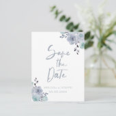 staubblauer Save the Date Ankündigungspostkarte (Stehend Vorderseite)