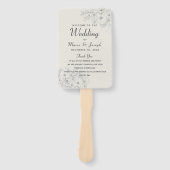 Staubblauer Skript-Hochzeitsprogramm-Handfächer Fächer (Vorderseite)