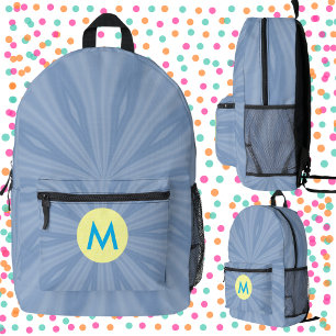 Staubblauer Sonnenstrahl Monogramm  Bedruckter Rucksack